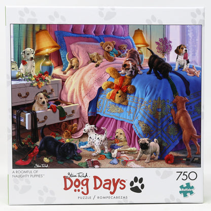 Buffalo Games - Steve Read - A Roomful of Naughty Puppies - 750 Piece Jigsaw Puzzle for Adults -Challenging Puzzle Perfect for Game Nights - Finished Size is 24.00 x 18.00