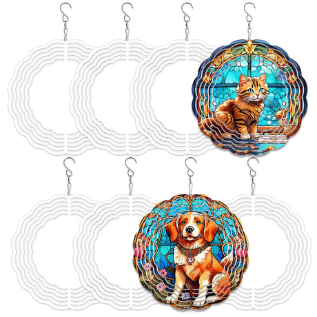 WindMage 8 Pack 8inch Sublimation Wind Spinner Blanks 3D Aluminum Metal Wind Sculpture Kinetic Spinners for Yard and Garden Indoor Art Ornaments Hanging Decoration (Classics) WindMage