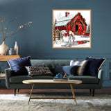 LWZAYS Christmas Diamond Art Kits for Adults, DIY Christmas Warehouse and Horse Diamond Painting for Adults Beginners, Full Round Drill Crystal Craft Kits for Home Wall Decor Present 14x14inch LWZAYS