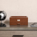 ROTHWELL 10-Slot Watch Box in Leather with Valet Drawer, Luxury Watch Case Display Organizer with Ultra Soft Microsuede Liner, Jewelry and Sunglass Holder With Large Glass top (Tan/Brown) ROTHWELL