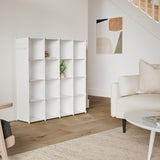 C&AHOME Cube Storage Organizer, 16-Cube Shelves Units, Plastic Storage Cubes, DIY Closet Organizer, Modular Closet Storage Shelves Ideal for Home, Bedroom, 48.4" L × 12.4" W × 48.4" H Milky UPCS16M C&AHOME