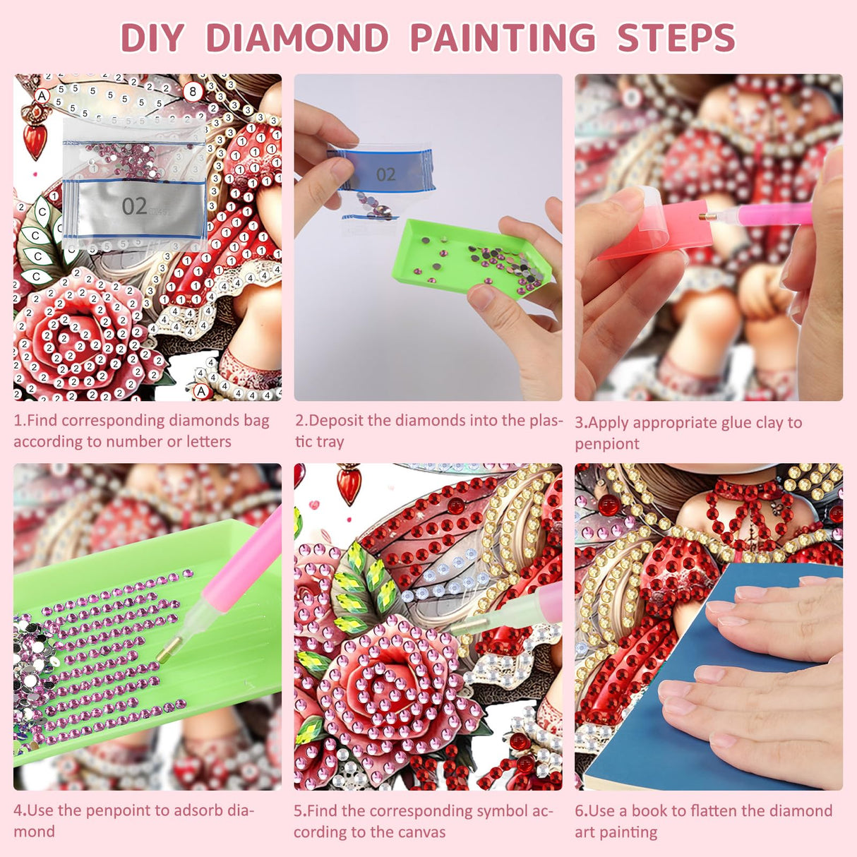 SENQAO Angel Hanging Diamond Art Painting Kits for Adults Beginners, 5D Special Shape Diamond Art Kits, Valentine's Day Fairy Crystal Rhinestones Diamond Gem Art Painting for Home Garden Wall Decor SENQAO