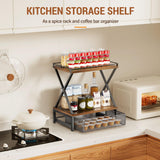 2 Tier Bathroom Counter Organizer with Drawer, Wood Vanity Bathroom Organizers and Storage for Perfume Skincare, Rustic Organizer Countertop Shelf for Bath Vanity Bedroom Kitchen Storage (Brown) Orapoke