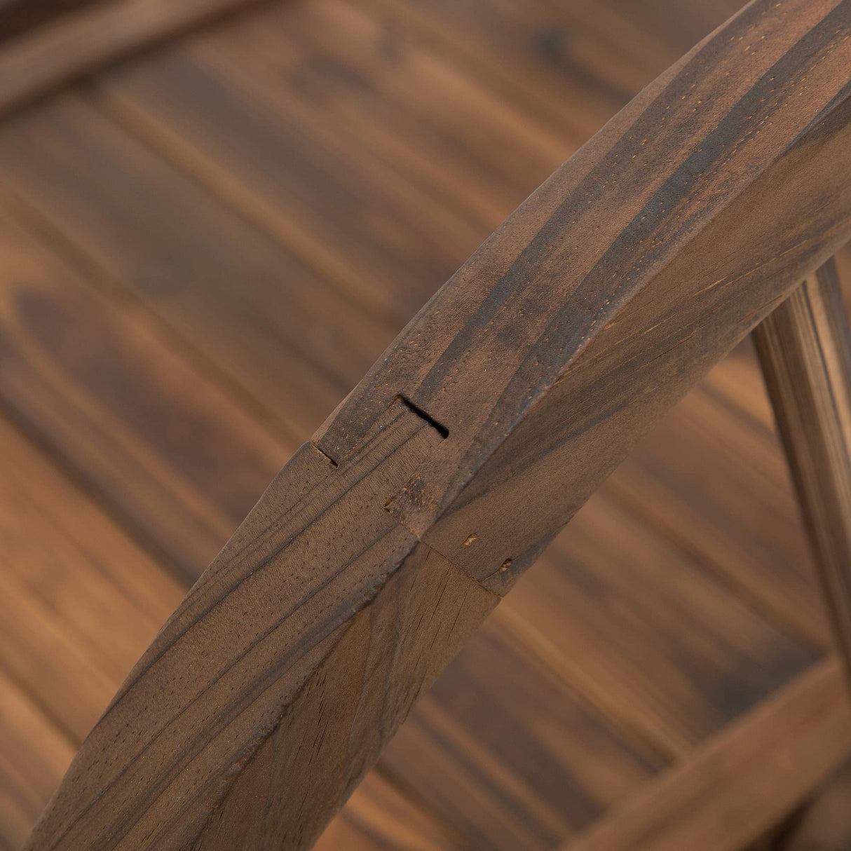 Outsunny 3.3ft Wooden Garden Bridge Arc Footbridge with Half-Wheel Style Railings & Solid Fir Construction, Stained Wood Outsunny