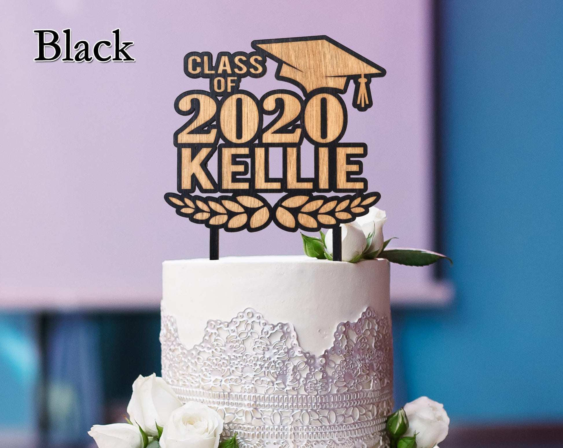 Class of 2021 Wooden Custom Cake or Cup Cake Topper Graduation Party Favor Rustic Prom Congrats Grad Decor Gift for Son Daughter Graduate - WoodArtSupply