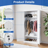 BYNSOE Metal Storage Cabinet 72'' Metal Locker with Locking Metal Storage Locker with Hanging Rod for Office Hospital Require Assembly (White) BYNSOE