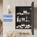 AGDULL Retro-Style Medicine Cabinet with 17’’x27’’ Solid Wood Mirror Frame, Bathroom Recessed Wall Cabinet, Living Room Wood Storage Cabinet, Black AGDULL