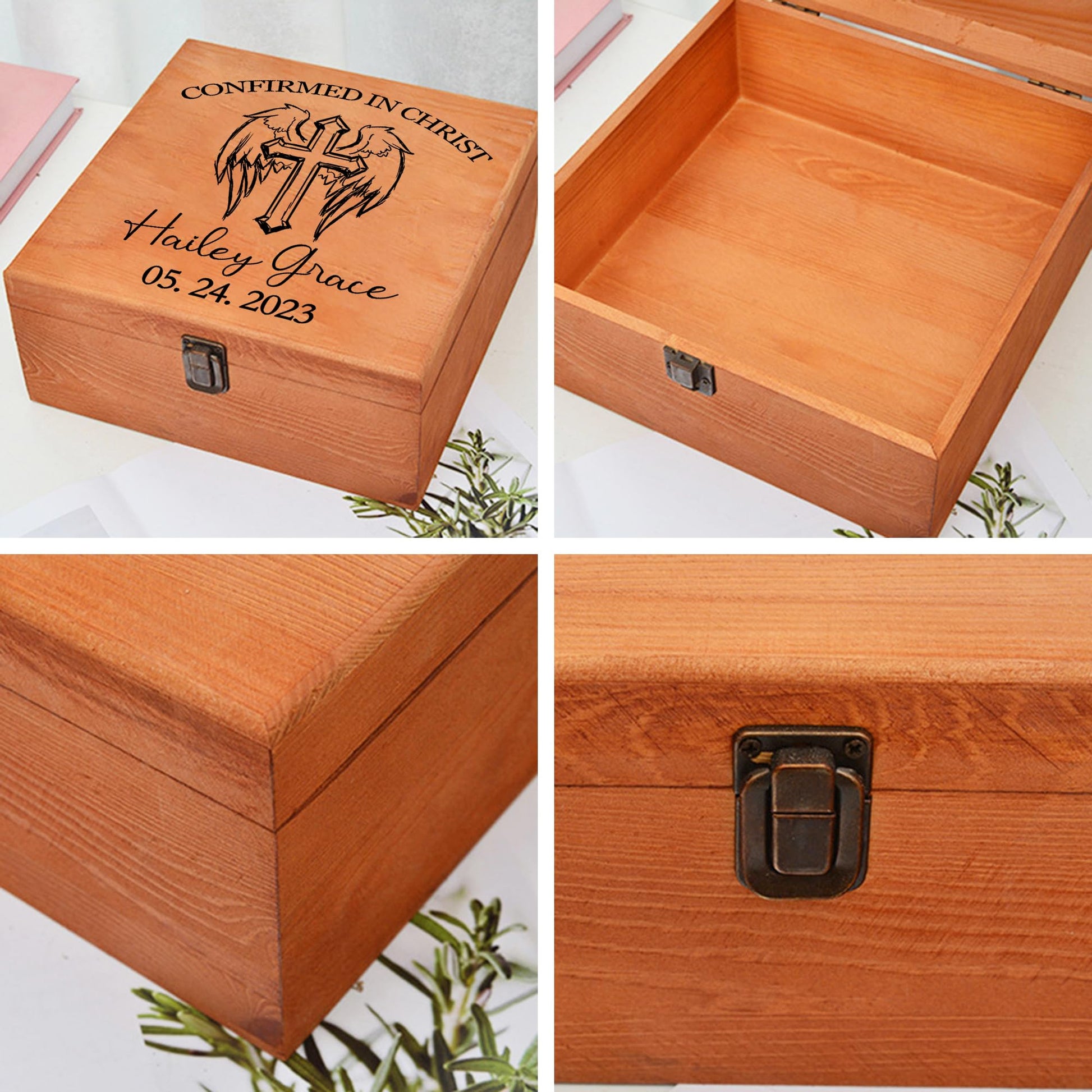 Confirmation Gifts for Teen Boys Girls Personalized Wooden Keepsake Box Custom Name Date Cross, Comfirmation Gifts for Teenage Boys Girls Customized Wood Memory Box with Lids Confirmation Kee - WoodArtSupply