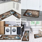 Ghroiep 2 Piece Coffee Kitchen Decor Rugs Set, Farmhouse Country Kitchen Rugs and Mats Non Skid Washable Absorbent Microfiber Kitchen Accessories Decoration Floor Mats 17"x47"+17"x30" Ghroiep
