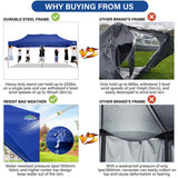 COBIZI 10x20 Pop up Canopy Tent 10x20 Canopy with 6 Sidewalls Waterproof Heavy Duty Commercial Canopy Tent for Parties Outdoor Tent Garden Gazebo Tent, Carry Bag with Wheel(10x20ft, Dark Blue) COBIZI