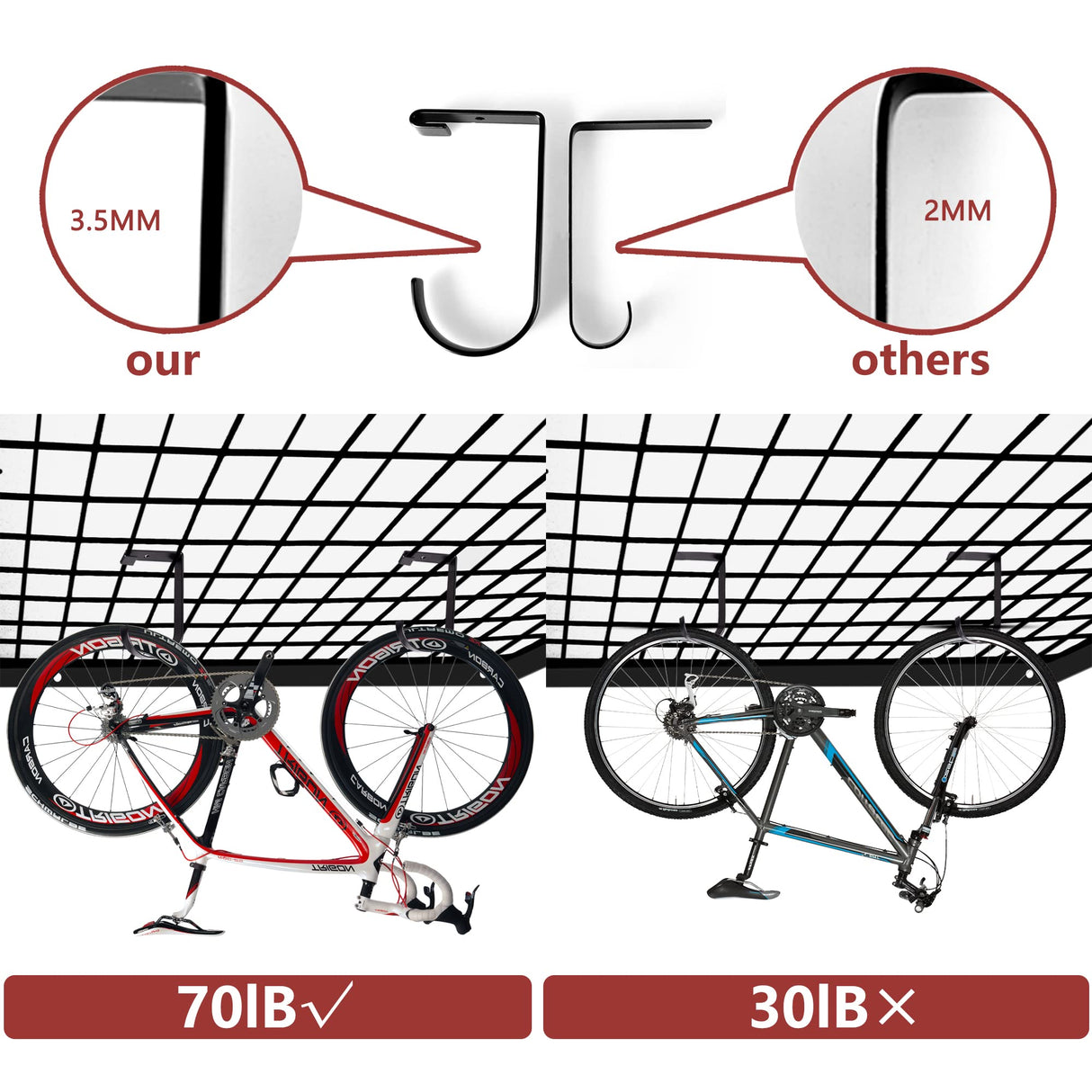 Saderoy 6-Pack Storage Hook for Garage Ceiling Rack & Wall Shelves, Alloy Steel, 70lbs Capacity, Black Saderoy
