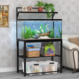 GDLF 40-50 Gallon Fish Tank Stand with Plant Shelf Metal Aquarium Stand with Storage Shelf 36.6" x 18.5" Tabletop Fits Turtle Tank, Reptile Tank or Bearded Dragon Tank GDLF