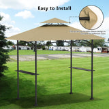 Grill Gazebo Replacement Canopy Top Only - 5' x 8' Outdoor BBQ Gazebo Canopy Roof, Waterproof Double Tiered Shelter Cover Fit for Model L-GG001PST-F (Khaki) Iheqard