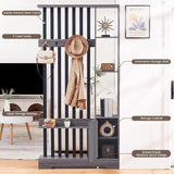 Room Divider with Shelves, Wall Room Divider Bookshelf, Freestanding Wood Privacy Screen with Storage Cabinet, Coat Rack, Display Shelf for Living Room Separation, Home Office Decorative SAHISTCT