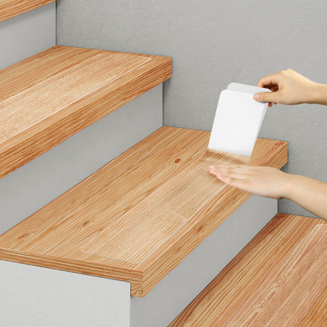 SMILOOL Clear Non Slip Stair Treads for Wooden Steps Indoor, 4" x 40" 5 Pack, Pre-Cut Anti Slip Stair Strips for Wood Stairs, Waterproof Grip Tape for Kids Elders and Pets, Transparent SMILOOL