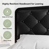 Feonase Twin Bed Frame, Upholstered Platform Bed Frame with Heavy-Duty Steel Slats, Diamond Tufted Headboard, 12" Storage Space, No Box Spring Needed, Noise Free, Easy Assembly, Black Feonase