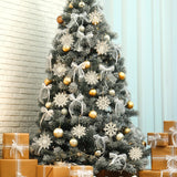 Wooden Christmas Snowflake Ornaments to Paint Christmas Decoration Cutouts Unfinished 36PCS, DIY Blank Unfinished Christmas Tree Wood Discs Ornament for Home Crafts Hanging Sophena