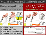 Premiala 304-Stainless Steel Meat Injector - With Marinade Straw! 4 Needles, Spare Orings, Ebook, Spares Available! The Original 2oz Marinade Injector Syringe Kit Creates Juiciest Turkey and BBQ Ever! Premiala