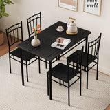 Vipbear Kitchen Dining Table Set for 4, 5-Piece Kitchen Table Set,Dining Room Table Sets,Rectangular Kitchen Table Set with 4 Chairs for Small Space, Dinette,Apartment,Rustic Black Vipbear