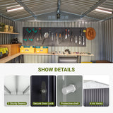 Polar Aurora 10x14 Outdoor Storage Shed, Garden Shed with Updated Frame Structure and Lockable Doors, Metal Tool Sheds for Backyard Garden Patio Lawn, White Polar Aurora