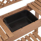 Yaheetech Potting Bench Table Outdoor Garden Horticulture Wooden Workstation Benches w/Sliding Tabletop/Removable Sink/Storage Shelf for Patio, Garden Furniture Wood Workstation,Brown Yaheetech