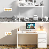 furtble White Desk with Drawers, 53'' W Home Office Computer Desk Gaming Table, Modern Vanity Desk with storage, Wood Writing Workstation for Bedroom, Living Room furtble