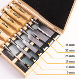 HAWERK Wood Chisel Sets - Wood Carving Chisels with Premium Wooden Case - Includes 6 pcs Wood Chisels & 2 Sharpening Stones Hawerk