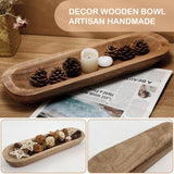 MOLADRI Wooden Dough Bowls Decorative，Unique Centerpiece Bowl, Rustic Long Wood Bowl with Hand Carved for Table Centerpiece Decor, Farmhouse Boho Rustic Style Home Decor (17 x 5 x 2 Inch Brown) MOLADRI