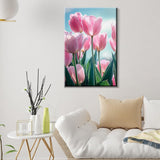 ATDMS Paint by Numbers Kit for Adults with Frame DIY Flowers Paint by Number with Easel Tulips Acrylic Oil Painting Kits for Wall Hanging Home Room Decor 7.87x11.81 Inch ATDMS