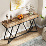 Tribesigns 55 Inches Console Table, Farmhouse Sofa Table Wood Entryway Table with Unique Metal Base, Behind The Couch Table Foyer Table, Industrial Accent Table for Hallway, Living Room, Entrance Tribesigns