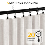 INOVADAY 100% Blackout Curtains for Bedroom, Black Out Curtains Clip Rings/Rod Pocket Linen Blackout Drapes 2 Panels Set, Thermal Insulated Drapes for Living Room, Beige, W50 x L108 INOVADAY