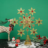 Christmas Tree Topper Indoor Festive Christmas Snowflake Treetop Metal Decoration for Holiday Home Ornament Topadorn