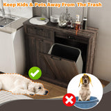 Double Tilt Out Trash Can Cabinet, Kitchen Island with Trash Can Storage, Trashcan Cabinet for Kitchens, Wood Cabinet with Trash Can Pull Out, Dog Proof Trash Can, Tilt Out Laundry Hamper, Brown LOUVIXA