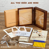 JupDec Dog Memorial Gifts Pet Shadow Box Wooden Picture Frame with Clay Paw Print Kit for Loss of Dog & Cat Remembrance Sympathy Deep Display Case for Keepsake Collar Hair (Brown) JupDec