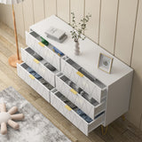 Anbuy 3 Pcs Bedroom Sets, 6 Drawer Dresser and Night stand Sets for Bedroom, Two Drawers Nightstand Set of 2 & 6 Drawer Dresser Combo 3 Pieces (White) Anbuy