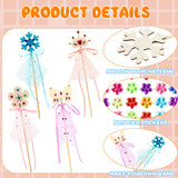 67 Pcs Make Your Own Princess Wand Kit Include 20 Pcs Wooden DIY Fairy Wand 20 Pcs Ribbons and 20 Mesh with 7 Pcs Gem Stickers for Kids Halloween Cosplay Accessories DIY Art Craft Making Plukeen