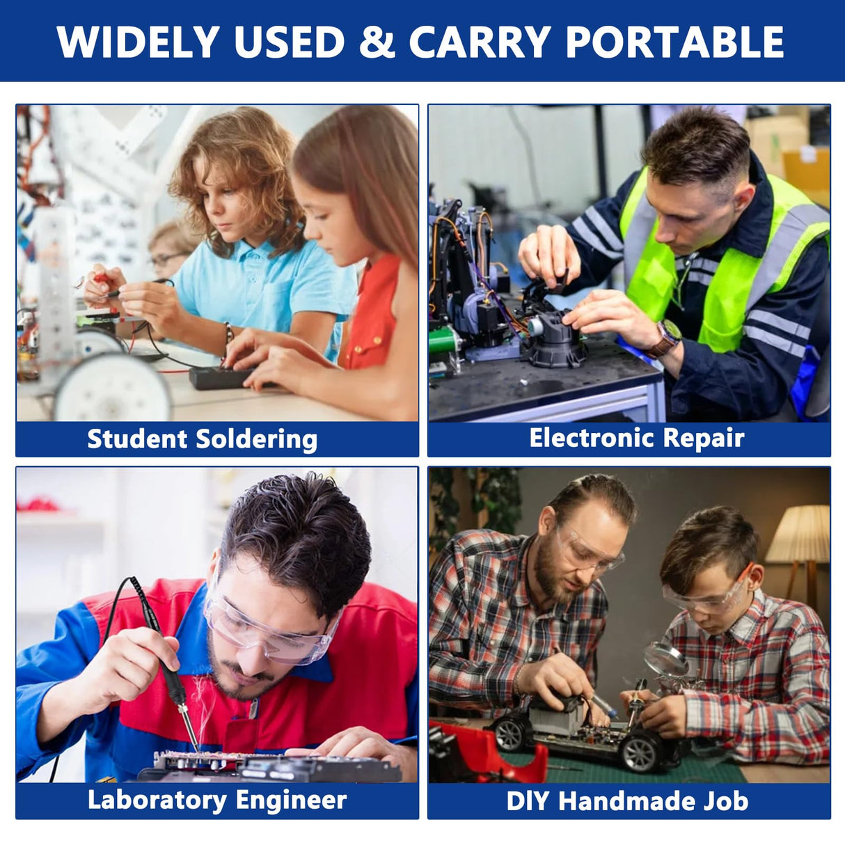 Soldering Iron Heat Set Insert Tool, 80W 110V LCD Digital Soldering Welding Iron Kit with Iron Tips and Heat Set Insert Tips, 16-in-1 Adjustable Temperature 180-500℃ Solder Kit, Blue Lunamor