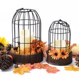 Perfnique Decorative Candle Lantern, Set of 2 Farmhouse Table Lanterns for Home Decor, Rustic Table Centerpieces for Dining Room, Fireplace Mantle Kitchen Decoration (Walnut) PERFNIQUE