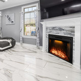 Dreamflame 36 inch Wide 21 inch High Electric Fireplace, Wall Fireplace Electric with Remote Control, Realistic Log and Crackling Sound, Overheating Protection and Timer, 750/1500W Black Dreamflame