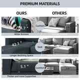 Shintenchi 79 Inch Convertible Sectional Sofa Couch, Modern Linen Fabric L-Shaped , 3-Seat Sofa Sectional with Reversible Chaise for Living Room, Apartment and Small Space (Dark Grey) Shintenchi