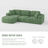 Dowinx 107'' Modular Sectional Sofa Couch with Chaise, No Assembly Required, Modern Woven-Textured Upholstery, Convertible L-Shaped Design for Living Room – Forest Green Dowinx