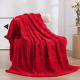 Linecooo Red Fleece Throw Blanket 50”×60” for Couch Sofa Bed,Super Soft Cozy Plush Microfiber Flannel Blanket with 3D Checkered Design Lightweight Decorations for Adults,Woman,Girls Linecooo