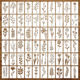 OPUHOHR 60PCS Flower Leaf Stencils for Crafts, Small Painting Stencils, Floral Templates for Wall Card Rockwood Signs Coasters Canvas Home Decor OPUHOHR