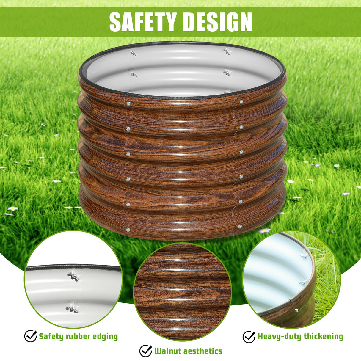 SnugNiture Raised Garden Bed, 2 PCS 2×2×1.5ft Round Galvanized Outdoor Planter Box, 17" Tall Deep Metal Garden Bed Kit for Planting Vegetables, Fruits, Flowers, Brown SnugNiture