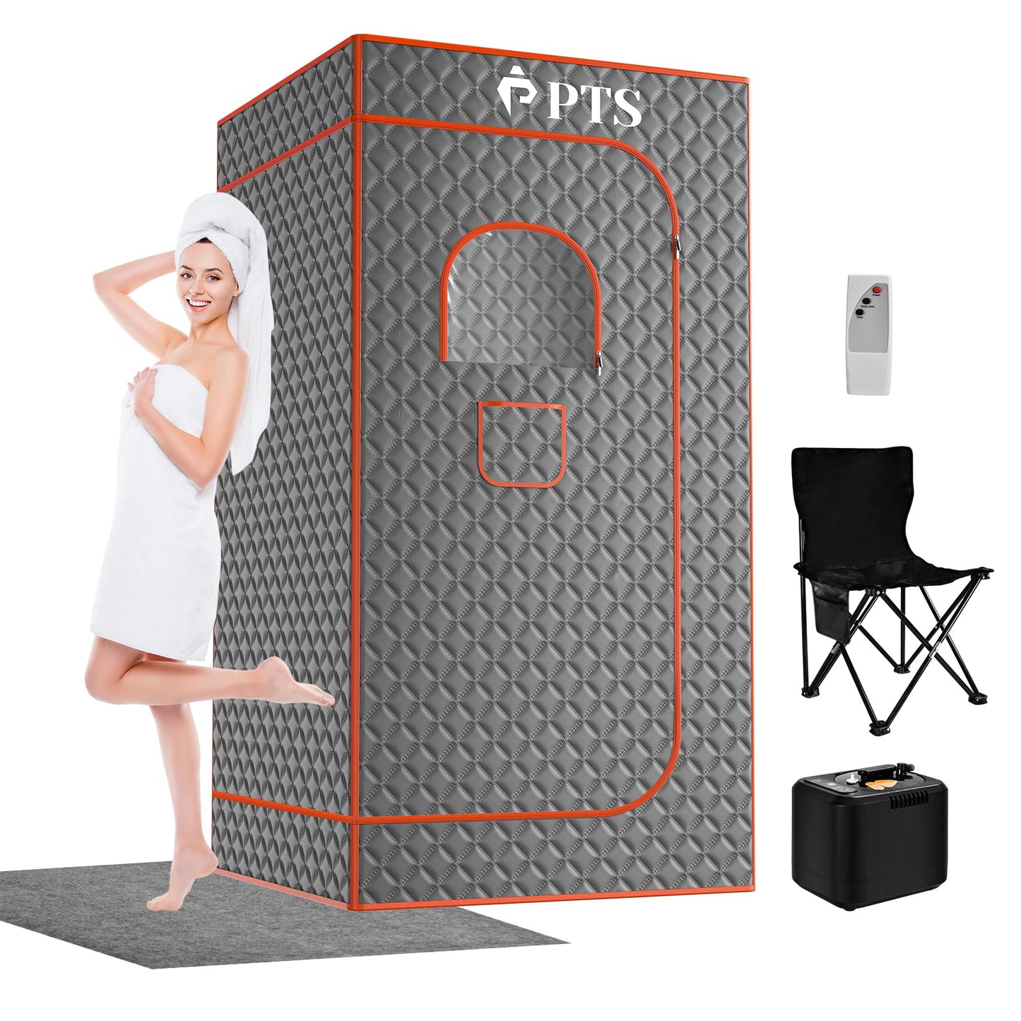 PTS Portable Steam Sauna Box - Thicken Cotton Personal Home Spa Sauna Tent with 3L 110V Steam Generator, 71'' x 36'' x 36'' Full Size Home Sauna Kits for Indoor Use, Gym, Pilates, Hot Tub