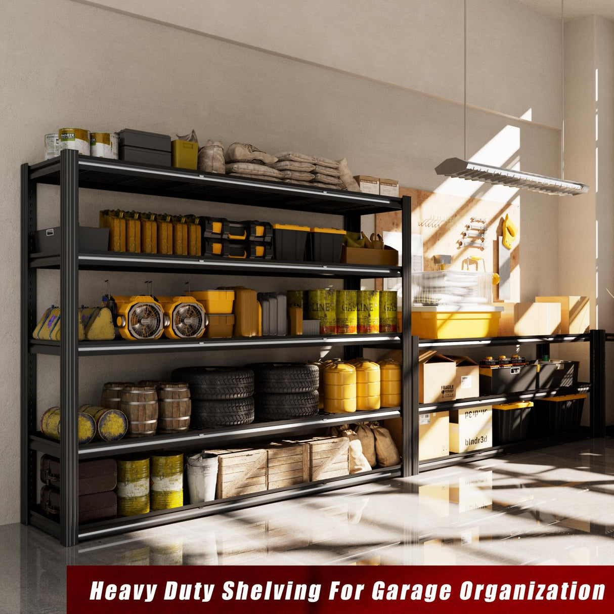 VDEVY 60" W x 72" H x 24" D Garage Shelving Heavy Duty,5 Tier Adjustable Metal Shelves Storage Rack,3030 LBS Large Industrial Shelving Unit for Basement,Warehouse,Garage Organization VDEVY