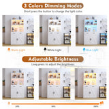 MDGC White LED Kitchen Pantry Cabinet with Charging Station, Adjustable Shelves, and Hooks for Versatile Storage MDGC