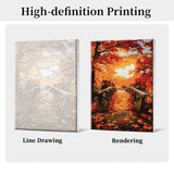 HeeBenor Framed Paint by Numbers Kit for Adults, Autumn Leaves Paint by Numbers Kit for Adults with Easel, DIY Landscape Paint by Number with Frame, Adult Paint by Number Kits Framed Canvas 8x12 Inch HeeBenor