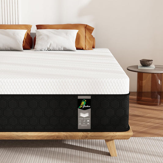 JEEKEA Full Size Mattress, 10 Inch Innerspring Hybrid Mattress in a Box with Memory Foam for Back Pain Relief, Medium Firm Mattress with Motion Isolation & Strong Edge Support