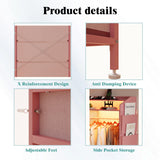 LUMTOK 2-in-1 Dresser with Hanging Racks,5 Fabric Drawers Dressers with LED Lights, Charging Station for Bedroom Living Room, Entryway, Closets (Pink) LUMTOK